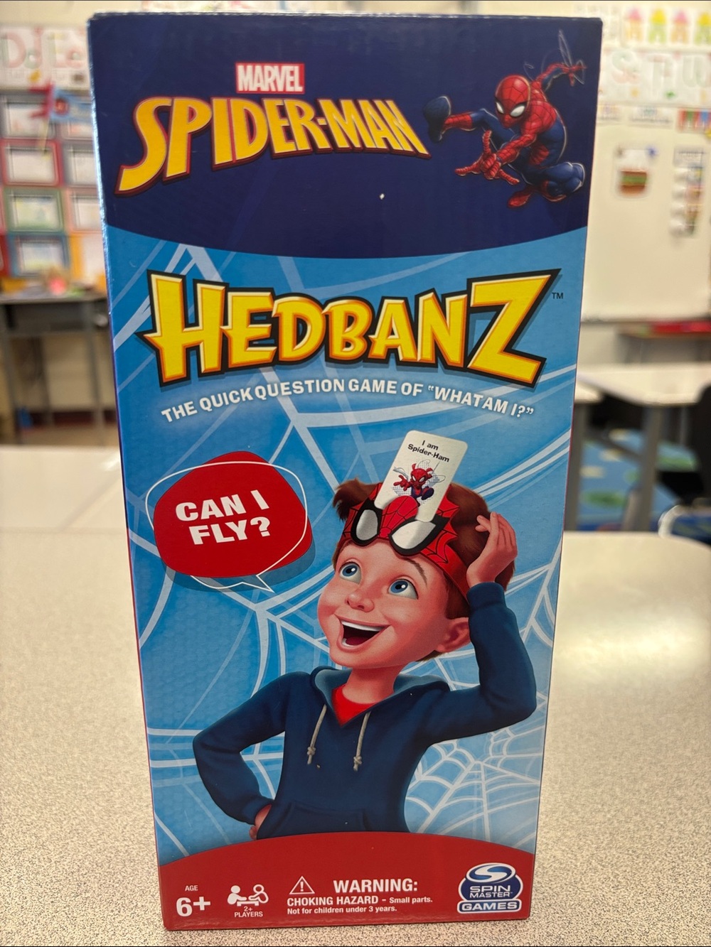 Marvel Spider-Man Hedbanz Game - Blue, Red, Yellow Artwork